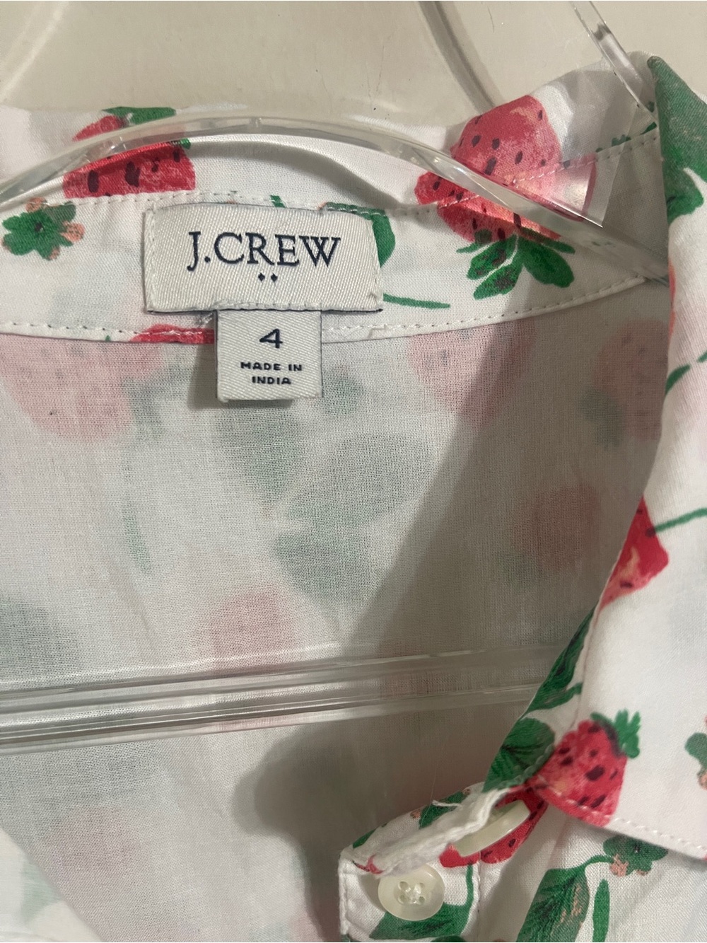 J. Crew White Strawberry Print Button-Up Sleeveless Shirt Dress - Picture 3 of 5